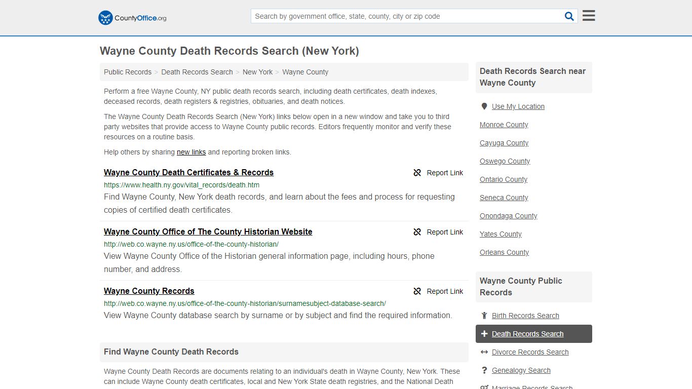 Death Records Search - Wayne County, NY (Death ...