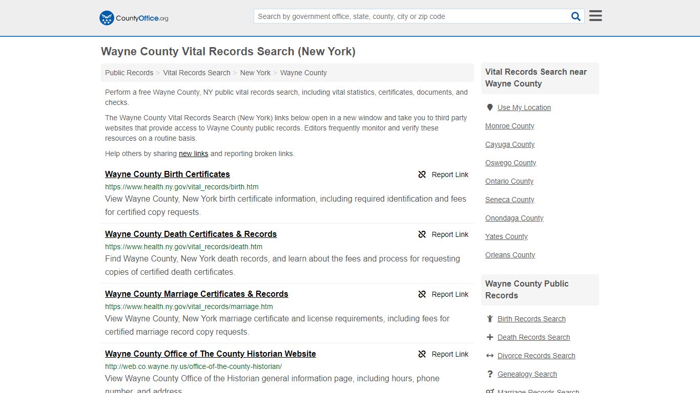 Vital Records Search - Wayne County, NY (Birth, Death ...